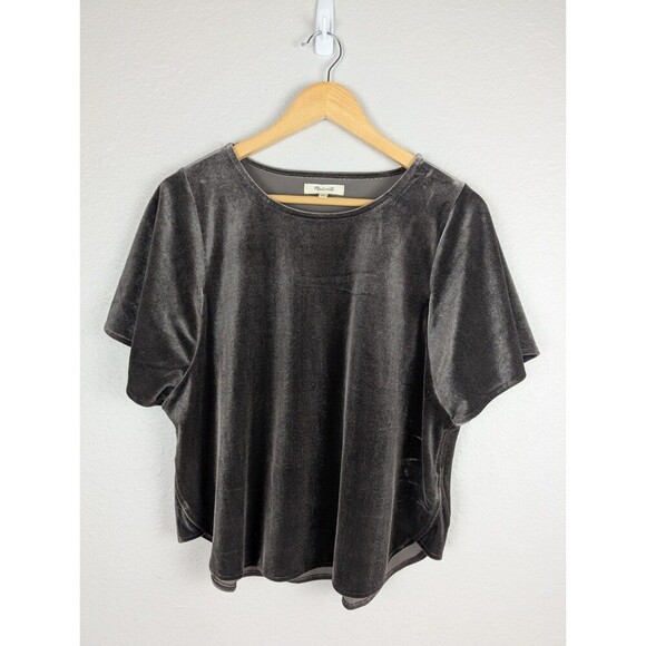 Madewell J.Crew Velvet Butterfly Top Gray Size Medium - Picture 1 of 6